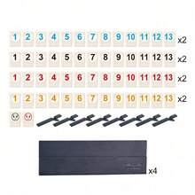 Rummy Tile Game Set, Classic Rummy Cube Board Game With 106 Tiles & Racks,Family Travel Party Board Game For 2-4 Players,Ideal Gift For Birthday Christmas Halloween - Multicolor - View 7