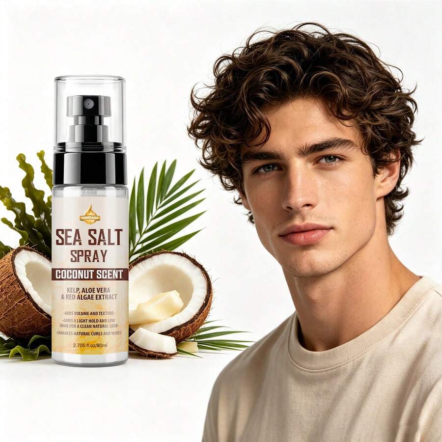 SUMIFANG Coconut & Sea Salt Styling Spray With Aloe Vera And Red Algae Extract, Lightweight Hold Matte Finish, Create Effortless Beachy Waves, Enhance Hair Texture, Lift Flat Roots, Nourish Hair, 80ml - Unscented - View 1