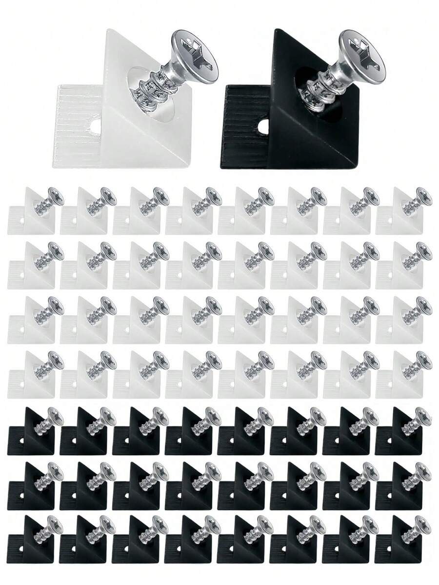 10/20/30pcs Drawer Wedge Blocks With Screws, Drawer Bottom Support Brackets, Fixing Repair Wedge Blocks, Plastic Right Angle Corner Brackets Fasteners, Furniture Sagging Drawer Reinforcement Repair Kit - Multicolor - View 1