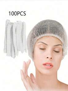 100pcs/Strip Disposable Non-Woven Thickened Mesh Cap, Factory Workshop Mushroom Cap, Beauty Dust-Proof Breathable Chef Hat, Head Protection Cap - Multicolor - View 11