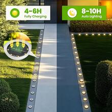 1PC Solar Disc Ground Light, Stainless Steel Shade Warm White LED In-Ground Light, Auto Light Sensor Outdoor Landscape Lamp For Garden, Lawn, Pathway, Driveway, Yard And Stairs - Solar Ground Lights Warm White - View 9