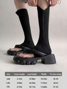 1 Pair Black Casual Compression Socks With Side Stripes And Zipper, Open Toe No-Show Design, For Fitness And Shaping, Great Christmas Gift, Unique New Year Present - Multicolor - View 18
