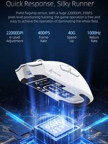 ATTACK SHARK Lightweight PAW3311 Gaming Mouse, 3-Mode Wireless Bluetooth Mouse With RGB Charging Base, Rechargeable Computer Gaming Mouse For Home, Business And Office - View 5