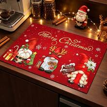 1pc Christmas Style Dish Drying Mat, Coffee Machine Mat, Absorbent Quick-Drying Table Protector, Dining Table Bar Counter Holiday Decor Mat, Practical Christmas Kitchen Supplies, Home Gift, Tabletop Decoration - XYLSD-912 - View 3