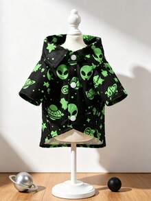 LUCKIE PAL 1pc Black Alien Spaceship Funny Print Casual Fashionable Summer Pet Shirt, Suitable For Cats And Dogs Indoor And Outdoor - Black - View 7