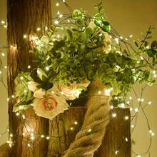 Battery Operated 8 Modes Warm White LED Fairy String Lights, Twinkle Adjustable Lighting Lamp, Indoor Christmas Tree Bedroom Wedding Party Decor Light, No Battery Included - Dark Green - View 2