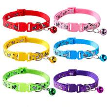 Personalized Soft Cat Adjustable Collar With Bell, Cat Collar, Custom Pet Name Tag, Adjustable Basic Collar, Suitable For Medium And Small Dogs, Cats, Kittens And Puppies, With Buckle - Multicolor - View 3