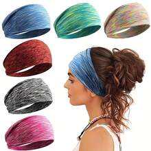 1pc Women's Mixed Color Sports Headband, Yoga Running Fitness Sweat-Absorbing Quick-Dry Elastic Headband Accessory - Multicolor - View 1