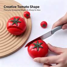 Cartoon Tomato Shaped Mini Knife Sharpener, Portable Sharpening Stone, Scissors Sharpener, Kitchen Gadget, Kitchen Supplies - Multicolor - View 2