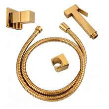 Mangueira Plástica 1,2m Liga Zinco Bico+Válvula Ângulo Cores Prata Dourado Ouro Rosé - Dourado - Visão 3