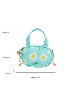 Fresh Daisy Print Mini Handbag With Detachable Chain Strap, Crossbody Coin Purse, Earphone Bag For Girls, Suitable For Daily Use - A - View 3