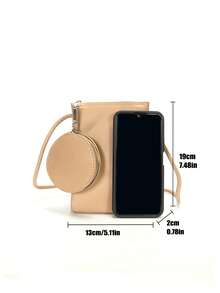 Mini Fashion Minimalist Soft Surface Drawstring Crossbody Bag, Square Shape, Versatile PU Super Soft Lightweight Phone Bag, Bucket Bag, Solid Color Water-Resistant - Multicolor - View 2