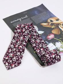 1pc Women's Elegant Valentine's Day Clear Hand-Tied Tie Gift - Purple Floral Hand-knitted - View 2