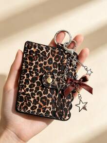 Women's Fashion Leopard Print Cute Mini Cardholder Compact Coin Purse With Removable Key Ring Zipper Wallet Slots For Women - Multicolor - View 3