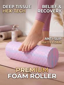 1pc High Density Foam Solid Roller Massager, Deep Tissue, Relax Back And Leg Muscles, Designed For Muscle Massage Release, Fascia Trigger Point Release, Sports, Yoga, Pilates And Stretching, Muscle Massage - Multicolor - View 5