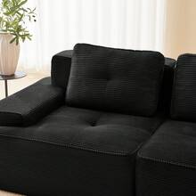 Modular Black 3 Seat Sofa - Modular Corduroy Sofa, No Assembly Required For Living Room - 黑色 3 座 - 查看 11