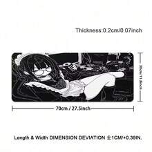 Japan Anime Girl Mousepad, Extra Large Desk Mat, Office Pc Computer Accessories Mouse Pad, Gaming XXL Keyboard Mat, Non-Slip Desk Mat, For Home And Office, Black White Extended Painting Mouse Mat Carpet - View 12
