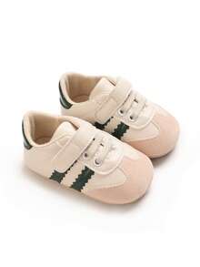 Soft Sole Infant Shoes For 0-1 Year Old Boys And Girls, Color Block Athletic Sneakers, Non-Slip Walking Shoes, Simple And Fashionable - White - View 1