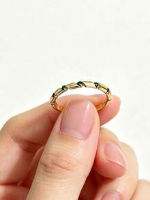 QIUCHU 1pc S925 Sterling Silver Bamboo Knot Niche Original Design Ring, Elegant Versatile Stackable Ring For Women, Suitable For Daily Wear, Dating, Party, And Holiday Gift, Net Silver Weight: 1.3g - Gold - View 16