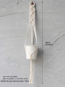 1pc/2pcs Bohemian Handmade Colorful Cotton Rope Woven Hanging Basket, Multipurpose Net Bag (Plant Pot Not Included) - White - View 7