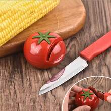 Cartoon Tomato Shaped Mini Knife Sharpener, Portable Sharpening Stone, Scissors Sharpener, Kitchen Gadget, Kitchen Supplies - Multicolor - View 1