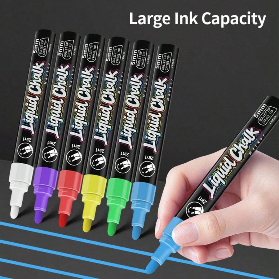 2-In-1 Light Board Pen 8/24/30 Colors Set, Liquid Chalk Marker For LED Fluorescent Board, Erasable Glass Blackboard Advertising Sign Marker, Round And Flat Tip Dual Use, Smooth Ink Flow, Easy To Erase Without Leaving Traces - Liquid Chalk - View 1