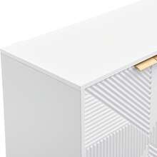 Sideboard With Four Shaped Doors, Adjustable Internal Shelves, Metal Handles And Spherical Legs.[ ], 120 X 35 X 71.5 Cm - White - View 6