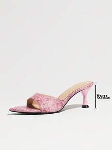Women's Autumn High Heel Mule Shoes, Pink Snake Print Pointed Toe Sandals, Chunky Heel & Stiletto Heel Options, Nightclub & Vacation Outfit, Valentine's Day Gift For Her - Pink - View 8