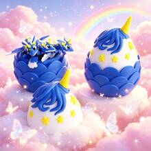 Set Model Naga Unicorn Cetak 3D Lucu + Telur Naga, Figur Mainan Plastik, Dekorasi Meja, Patung Hiasan, Hadiah Liburan - MultiWarna - View 3