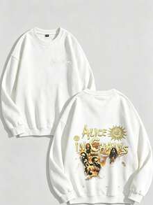 Unisex Y2K "Alice In Chains - Misfit Rock Band" Graphic Cotton Hoodie, Retro Casual Fashionable Daily Soft Warm Hoodies For Streetwear - 白色2 - 查看 2