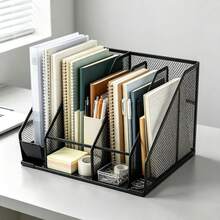 Metal Multi-Function Pen Holder Mesh Pen Holder With Drawer Pen Holder Desktop Stationery Storage Box Iron Art Storage Rack Multi-Compartment Pen Holder Office Desktop Organizer Student Desk Storage, Paper Clip Memo Storage, Office Supplies Organizer Box - A - View 5