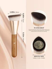 DUcare Natural Coconut Wood Makeup Brush: Evenly Absorbs Foundation, Creates Seamless, Streak-Free Perfect Makeup Effect, Lightweight Natural Skin Feel, Suitable For Liquid And Cream Foundation, Presents Seamless, Flawless, Full Coverage Makeup Look - Brown - View 3