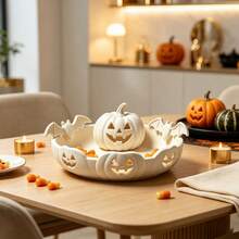 3D Printed Pumpkin Snack Tray Reusable Candy Container Party Supplies - White - View 2