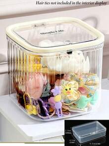 Transparent Hair Accessory Storage Box, Pressure-Sensitive Desktop Organizer Box - Flip-Top Design, Fully Transparent, Large Capacity, Ideal For Storing Hair Clips, Hair Ties, Hair Bands And Jewelry. A Perfect Gift For Friends - Multicolor - View 13
