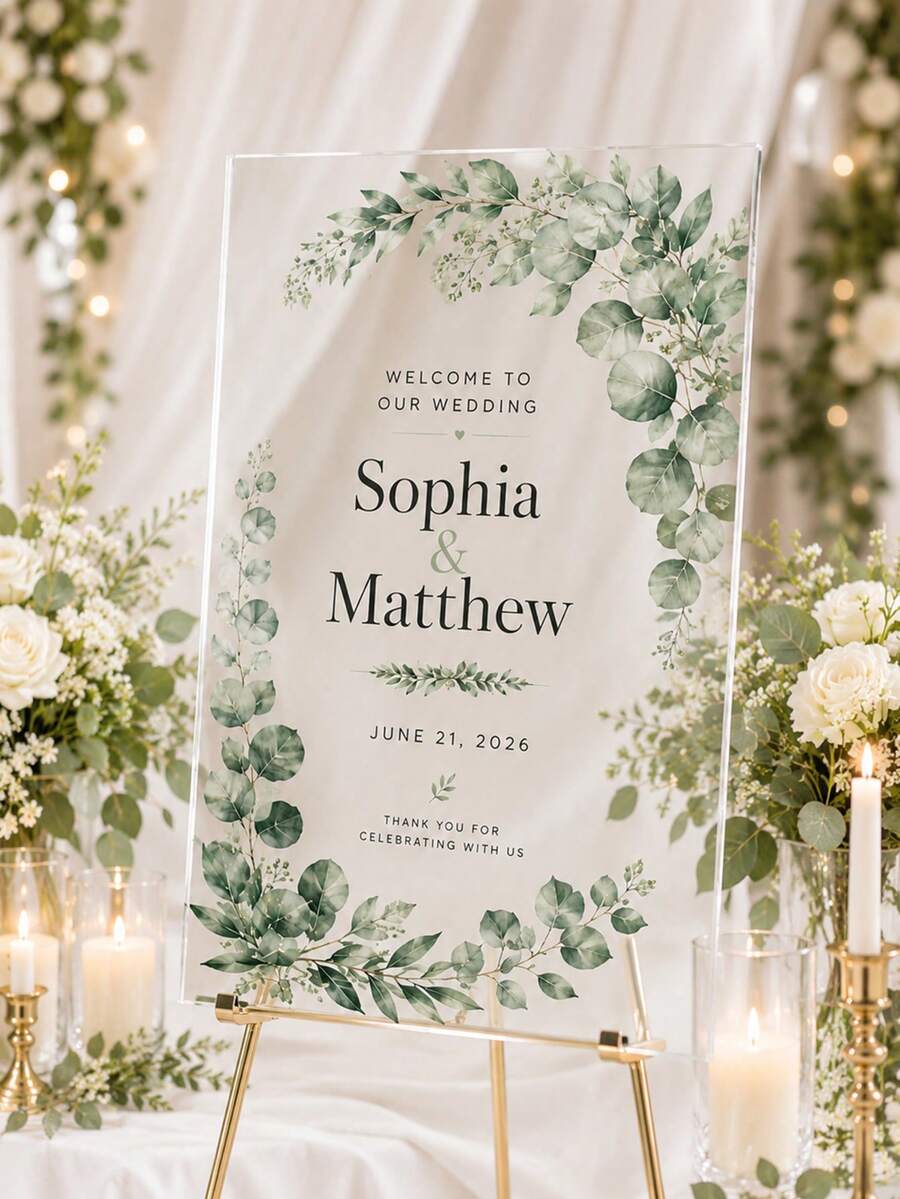 Wedding Welcome Sign, Wedding Eve Welcome Sign, Modern Wedding Entrance Sign, Acrylic Sign, Wedding Decor, Wedding Gift - Multicolor - View 1