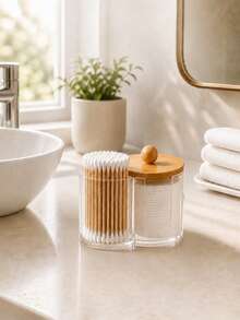 Q-Tip Holder For Bathroom – With Gold Lid,Premium Vanity Organizer Canister With Dustproof Lid For Swabs, Balls And Pads, Countertop Storage Container,Makeup Organizer,Room Décor - View 11