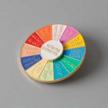 1pc Novelty Colorful Rotating Wheel Brooch Pin, Movable Letter Spinner, Multi-Color Selection, Fun Game Brooch, Gift - Multicolor - View 2