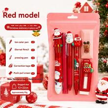 1 Set 6pcs New Christmas Stationery Set Student Gift Christmas Party Gift Holiday Stationery Gift Classroom Reward - Multicolor - View 4