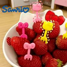 SANRIO 10pcs Hello Kitty Fruit Forks - Suitable For Home, Outdoor Picnic, School And Various Occasions Party Dessert Forks, Random Style Reusable Fruit Forks, Suitable For Fruit, Cake, Ice Cream - Summer Tableware, Perfect For Fruit Platter Serving, Lunch Box, Plating - A - View 2