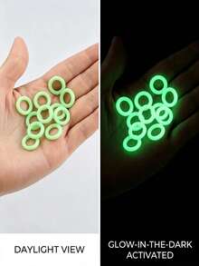 15/30pcs Glowing Tent Stake Rings, Rubber Camping Stake With Glowing Ring Functional Tent Accessories, Easy To Install And High Visibility, Rubber Material, Outdoor Camping Essentials, Night Camping Tent Stake Safety Marker Rings, Camping Accessories - Mint Blue - View 3