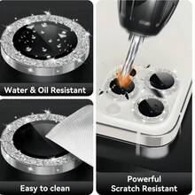 Glitter Lens Film, Compatible With IPhone 17, Compatible With 12/Mini/13/14 Plus/15/16 Pro Max/16e/17/17 Pro/17 Pro Max/17 Air Camera Protector/Back Cover Protector Ring, 13 Pro Max Lens Cover, Personalized Luxury Shiny Diamond Texture - Silver - View 8
