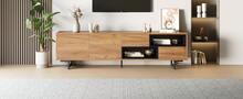 Tv Stand With Storage Brown Made Of Wood For Living Room And Media Area - 棕色 - 查看 4