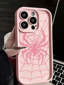 Phone Case - Fashionable Cute Pink Spider Web Pattern Phone Case, Anti-Slip Anti-Fall Compatible With IPhone 17/17Pro/17ProMax/16/16Pro/16ProMax/15/15Pro/15ProMax/14/13/12/11 - Pink - View 21