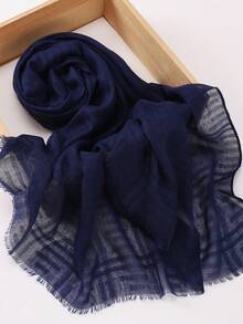 New Autumn/Winter Jacquard Plaid Solid Color Breathable Soft Oversized Headscarf Soft Hijab Shawls Scarf - Multicolor - View 7