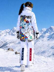 中性滑雪服套裝長褲，白色運動冬季滑雪服 - 白色 - 查看 2