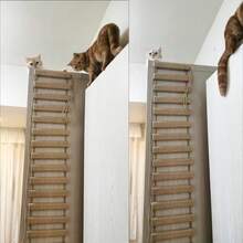 1pc Hanging Rope Cat Ladder For Playing, Climbing And Scratching, Cat Wall Soft Ladder, Length 50cm/100cm, Natural Pine Wood, Sturdy And Durable, Max Load 12kg (26lb) - Apricot - View 3
