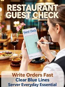 1/2/4 Pack Green Server Order Pads, Suitable For Waiters, Servers, Server Notebooks, Server Checkout Books, Restaurant Paper Checkout Slips, 50 Sheets/Pack, Total 200 Sheets - Multicolor - View 4