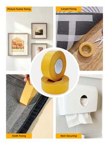 1 Roll Cloth Double-Sided Tape, Strong Double-Sided Adhesive, Suitable For Fabric, Clothing, Carpet, Mat, Wallpaper And Balloon, Daily Fixing, Carpet Fixing, Anti-Slip Mat And Artwork Fixing - Yellow - View 11