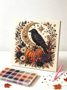 1Pc Halloween Pearl Painting Kit - Creative Ghost-Themed Craft, Frameless, Ideal For Adult Hobbyists, Home Decor, And Holiday Gifts - Multicolor - View 6