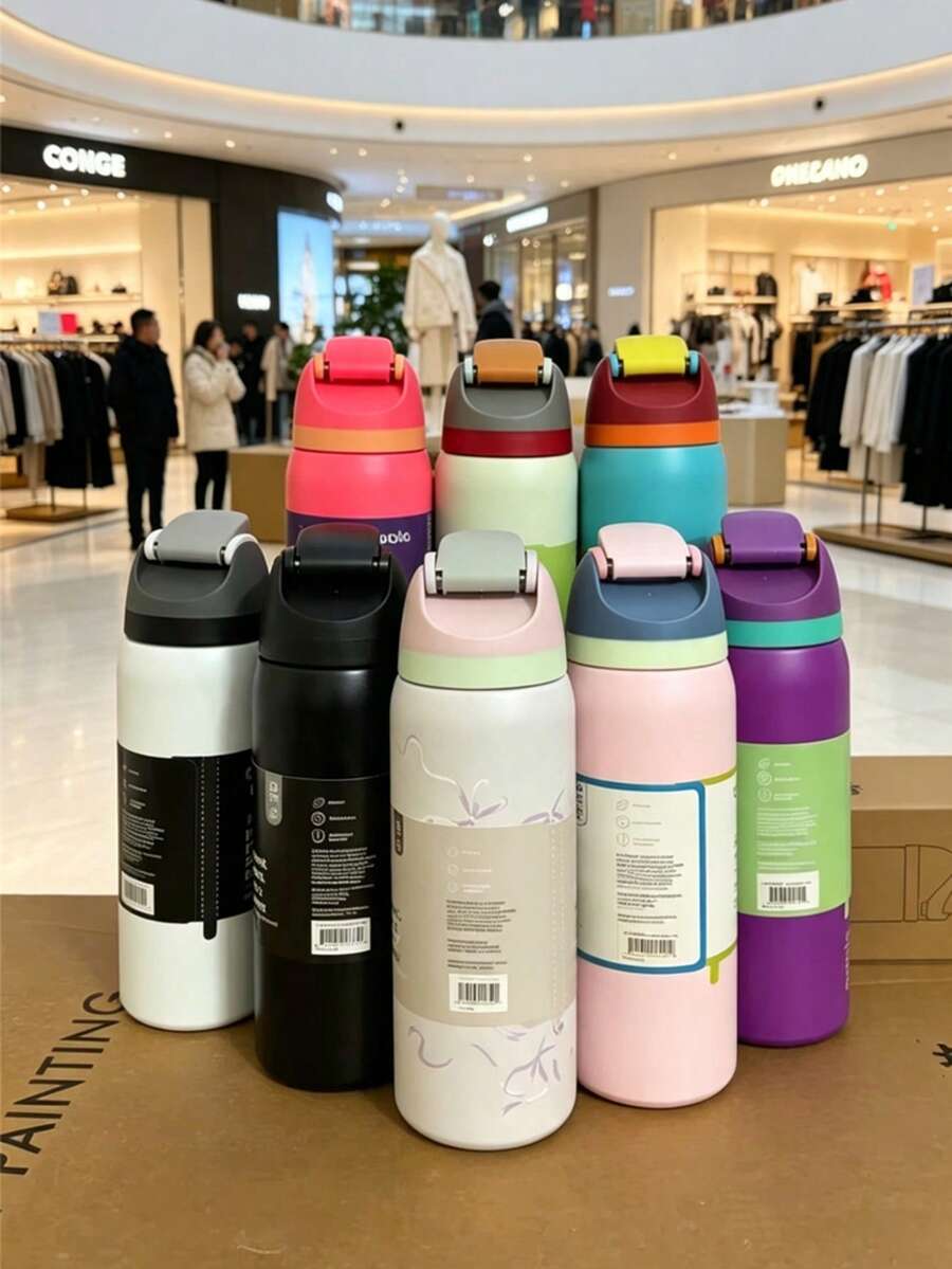 OWALALAWO 32oz Insulated Stainless Steel Water Bottle, Leak-Proof Sports Water Bottle With Dual-Function Drinking Spout, Flip Straw And Wide Mouth Design, Keeps Cold For 24 Hours, Suitable For Fitness, Travel And Daily Use - Multicolor - View 1